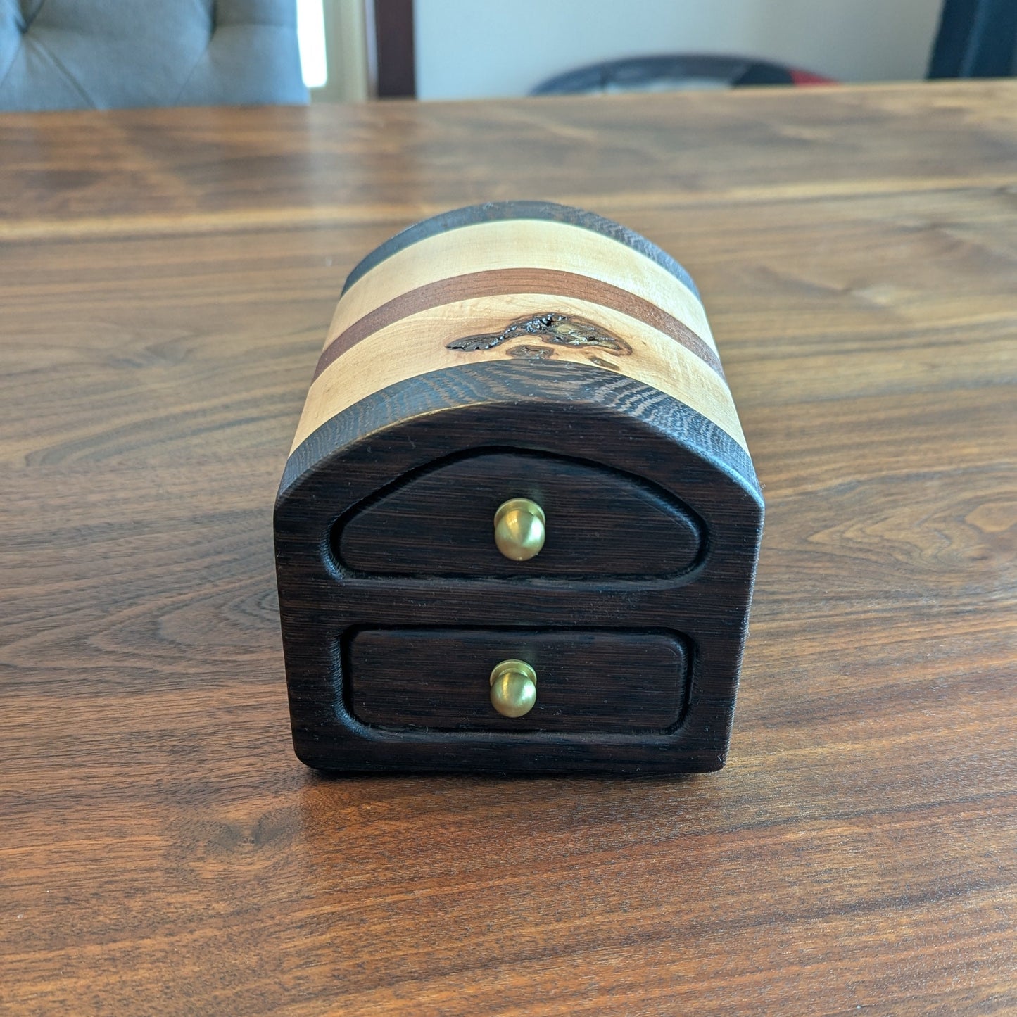 Wooden jewelry box with two drawers 
